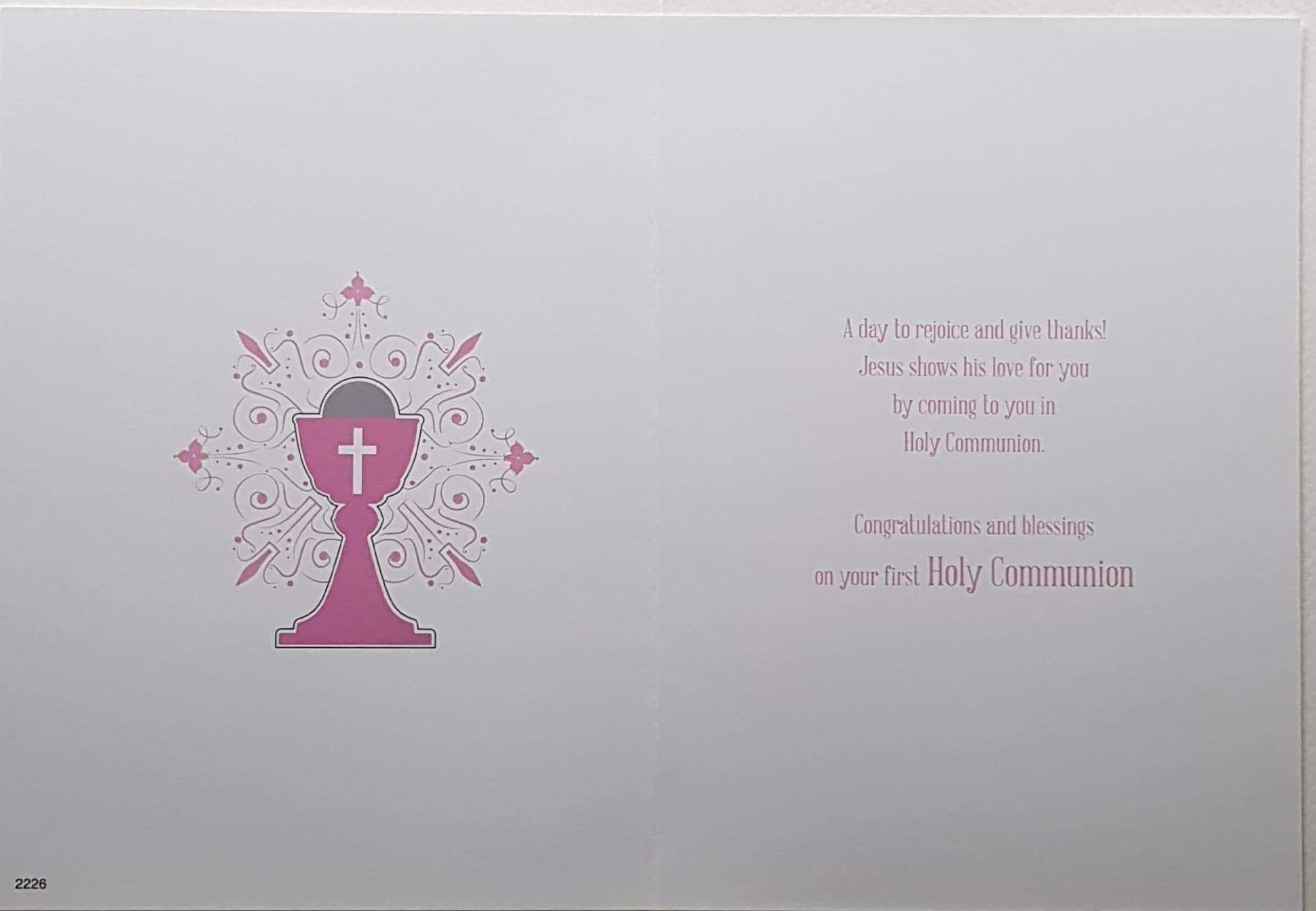 Communion Card - Girl - For A Wonderful Girl & Communion Chalice on Pink Background
