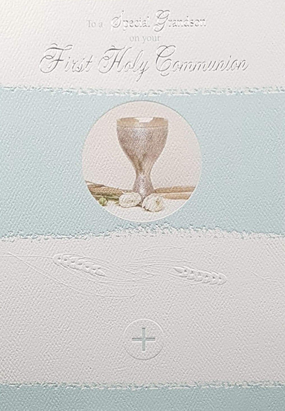 Communion Card - Grandson / The Host & Two White Roses