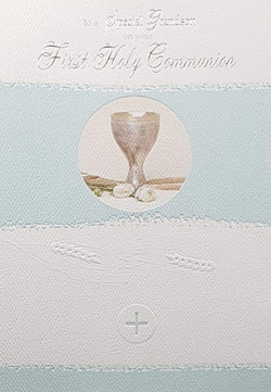 Communion Card - Grandson / The Host & Two White Roses