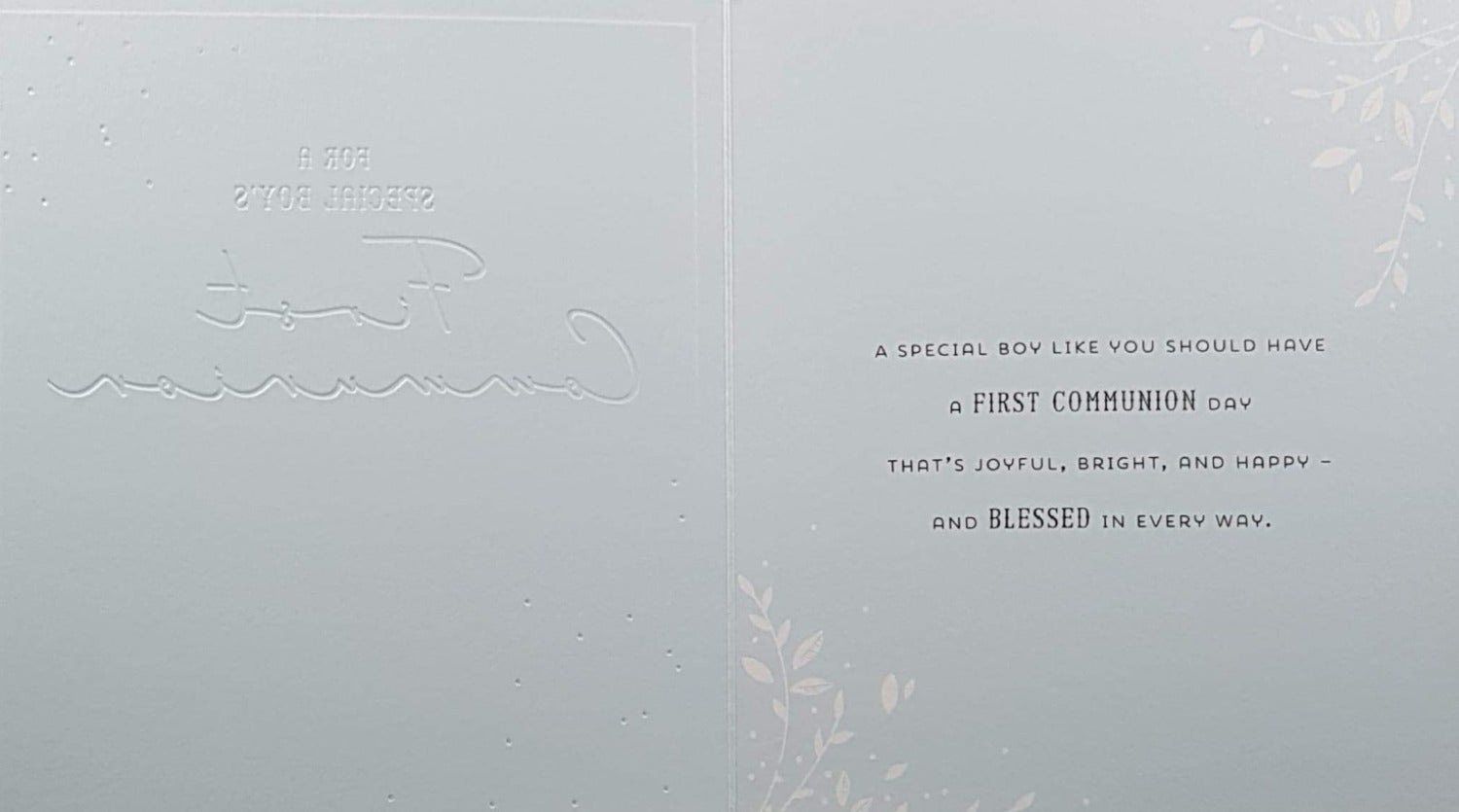 Communion Card - Boy / White Branches & The Boy Wearing Suit