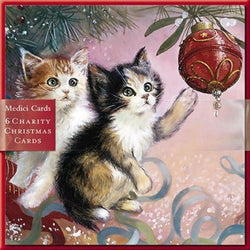 Charity Christmas Card - Pack / Kittens Under The Tree
