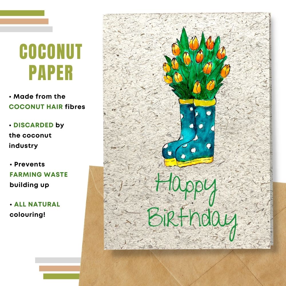 General Birthday Card - Boots & Flowers
