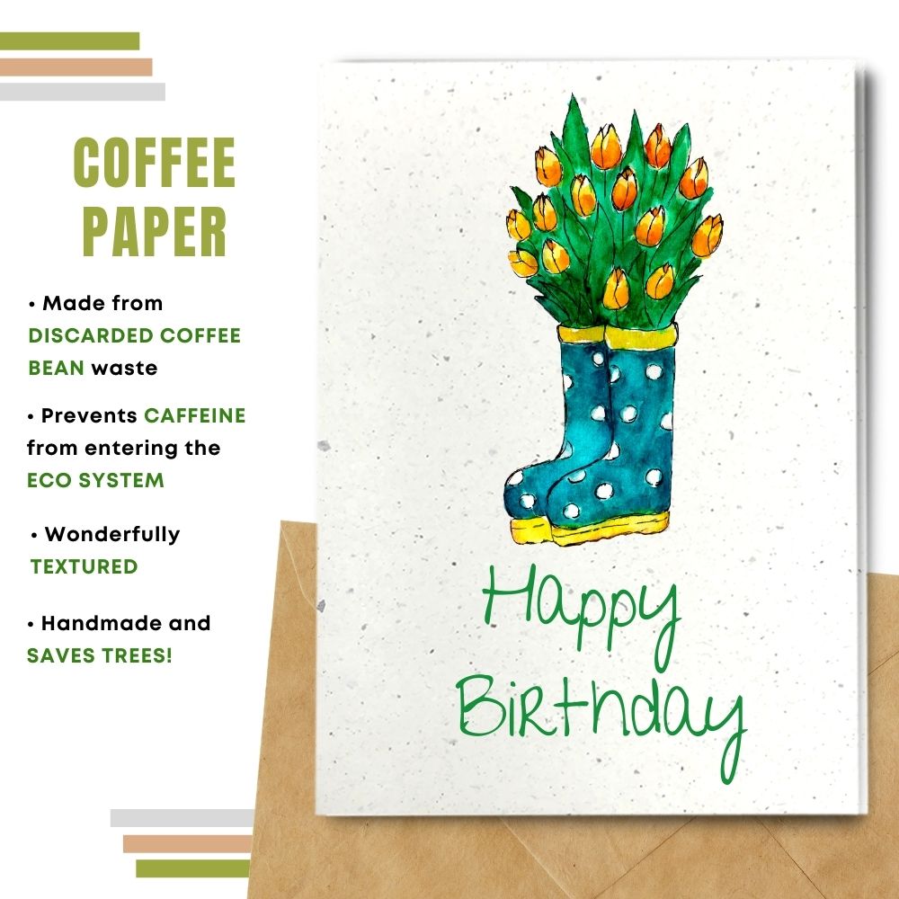 General Birthday Card - Boots & Flowers