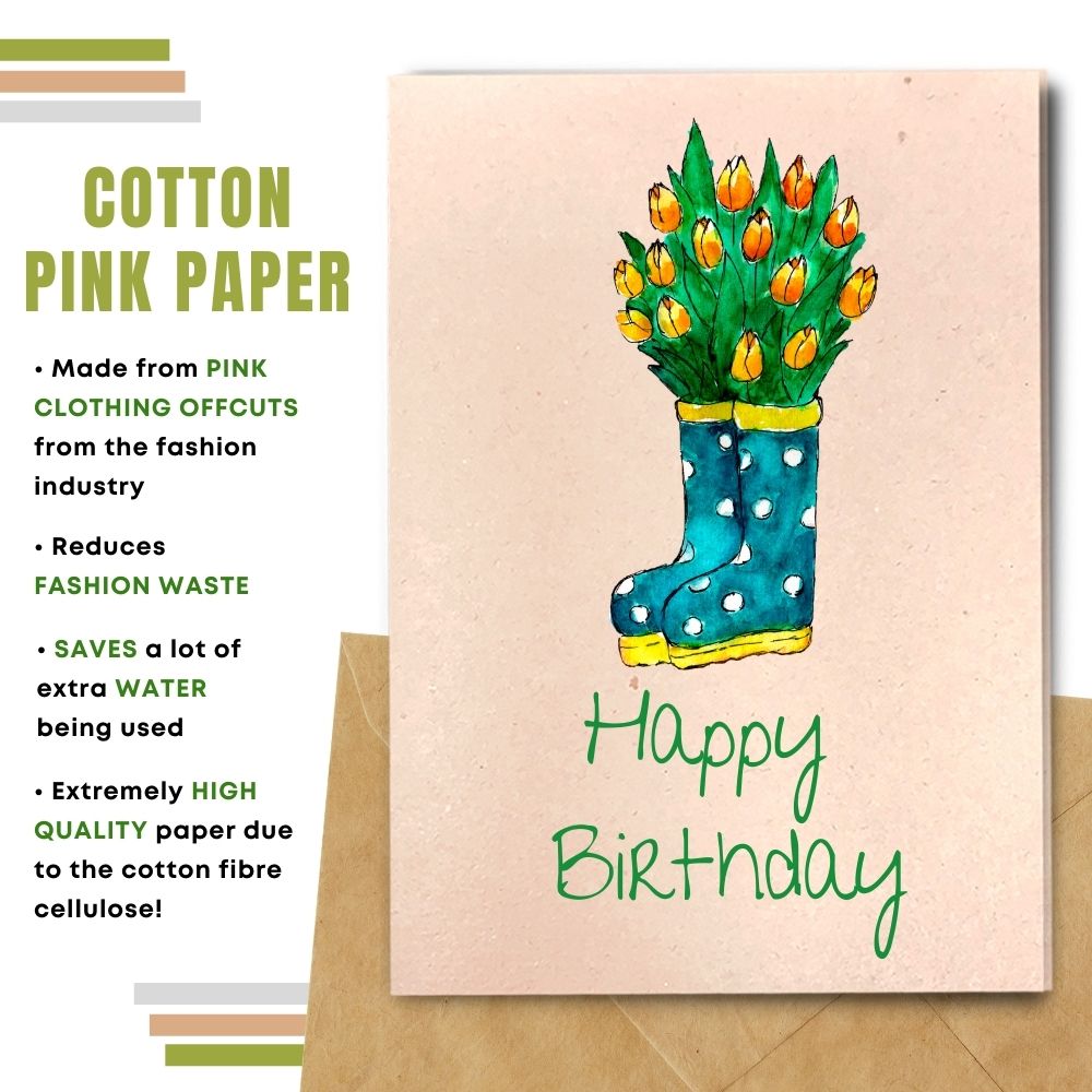 General Birthday Card - Boots & Flowers