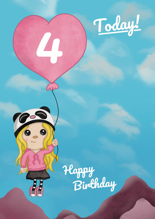 4th Girl Birthday Card Personalisation