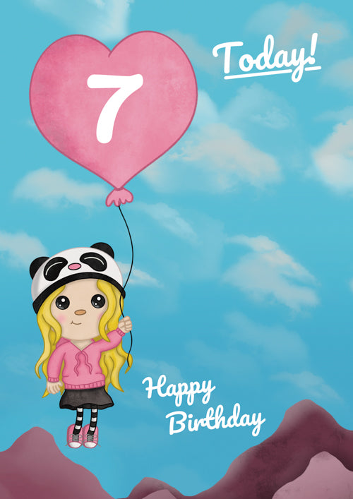 7th Girl Birthday Card Personalisation