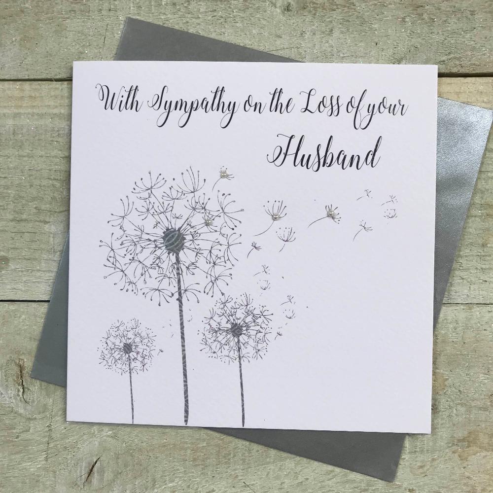 Sympathy Card - Loss Of Your Husband / Three Silver Dandelions