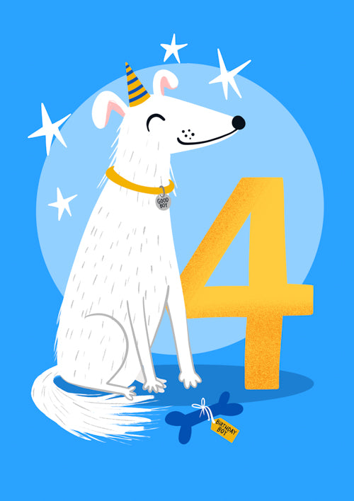 4th Pet Dog Birthday Card Personalisation