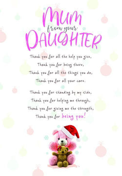 Mum Form Your Daughter Christmas Card