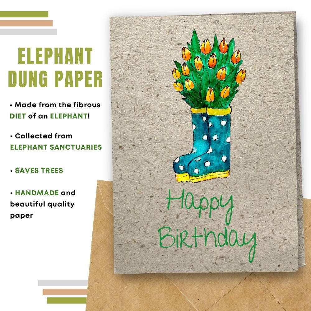 General Birthday Card - Boots & Flowers