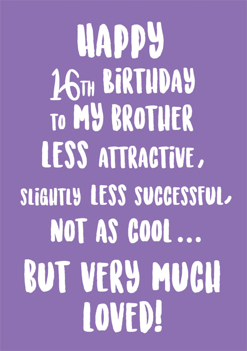 16th Humour Brother Birthday Card Personalisation