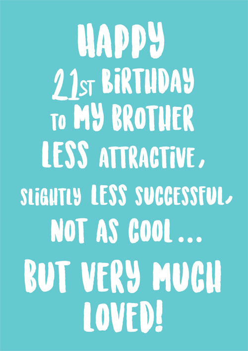 21st Humour Brother Birthday Card Personalisation