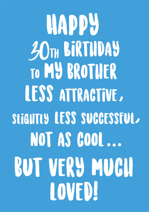 30th Humour Brother Birthday Card Personalisation