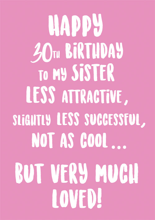 30th Humour Sister Birthday Card Personalisation