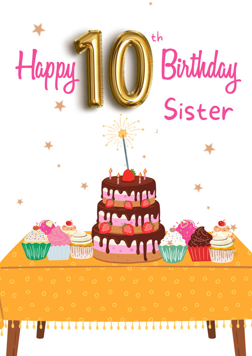 10th Sister Birthday Card Personalisation