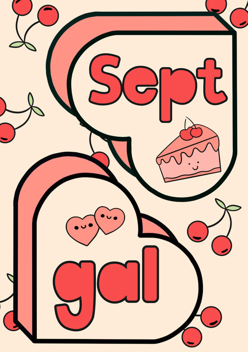 September Birthday Card Personalisation - Hearts & Cherry Cake