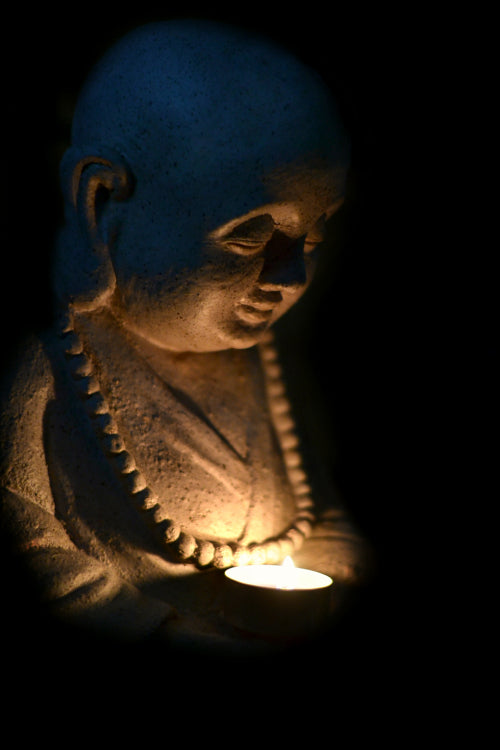 Blank Card Personalisation - Statue Looking Down at Candle