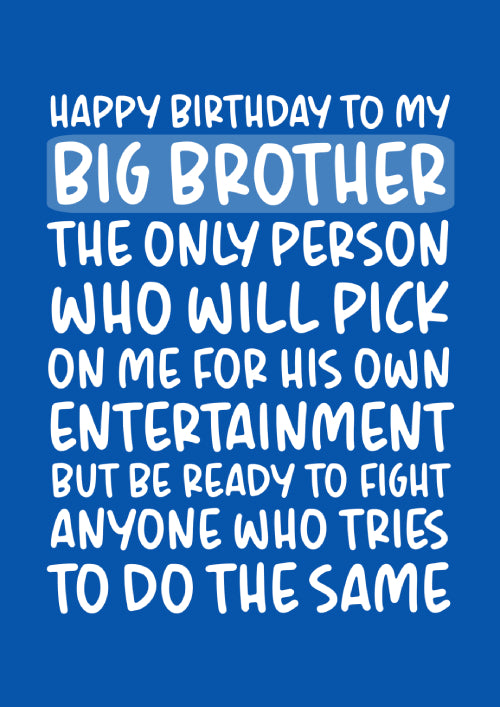 Big Brother Birthday Card Personalisation
