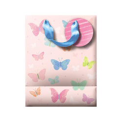 Gift Wrap - Gift Bag / Medium - Butterflies & Pink Backgraund
