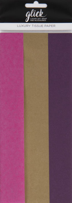 Gift Wrap - Plain Tissue / Hot Pink / Gold / Violet ( 6 Sheets )