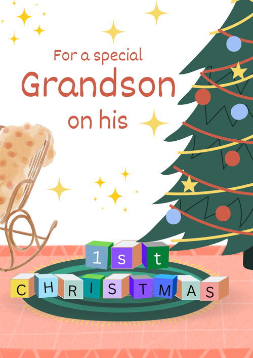 1st Special Grandson Christmas Card Personalisation