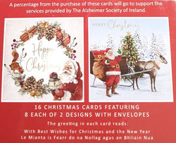 Charity Christmas Card (In Irish & English) - Box of 16 / Alzheimer Society of Ireland - Wreath Made with Pine Cones & Squirrel