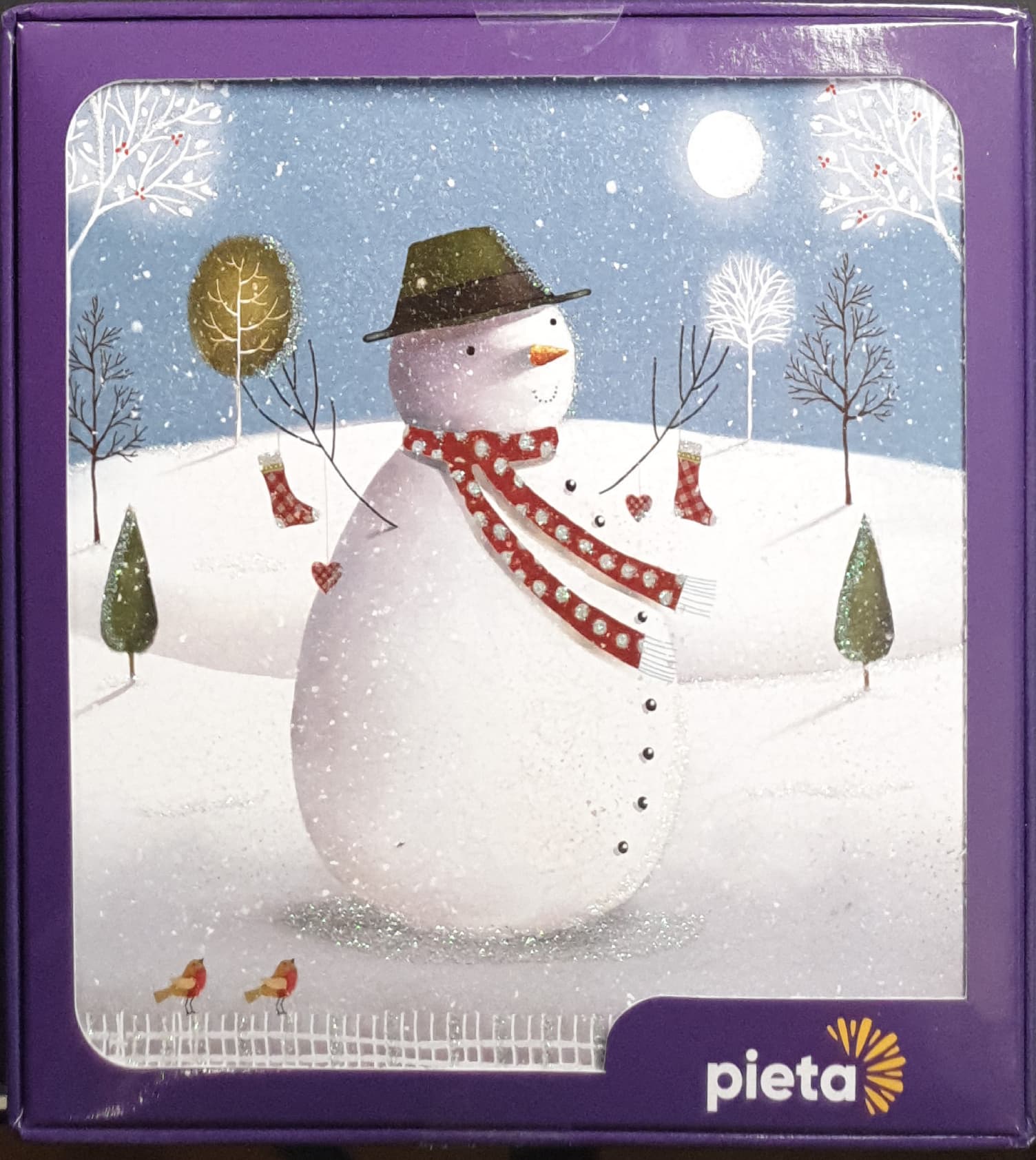 Charity Christmas Card (In Irish & English) - Box of 16 / Pieta - Happy Snowman & Snow