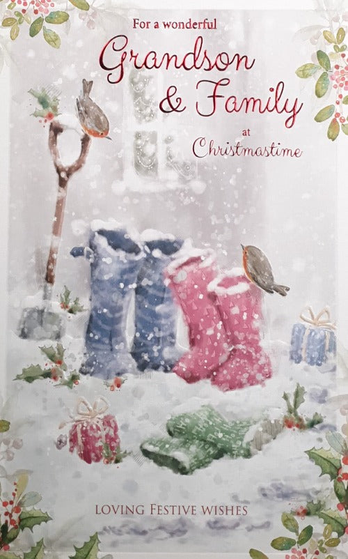 Grandson And Family Christmas Card