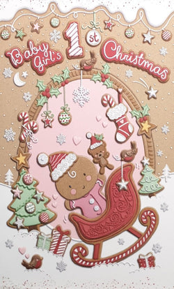 1st Baby Girl Christmas Card