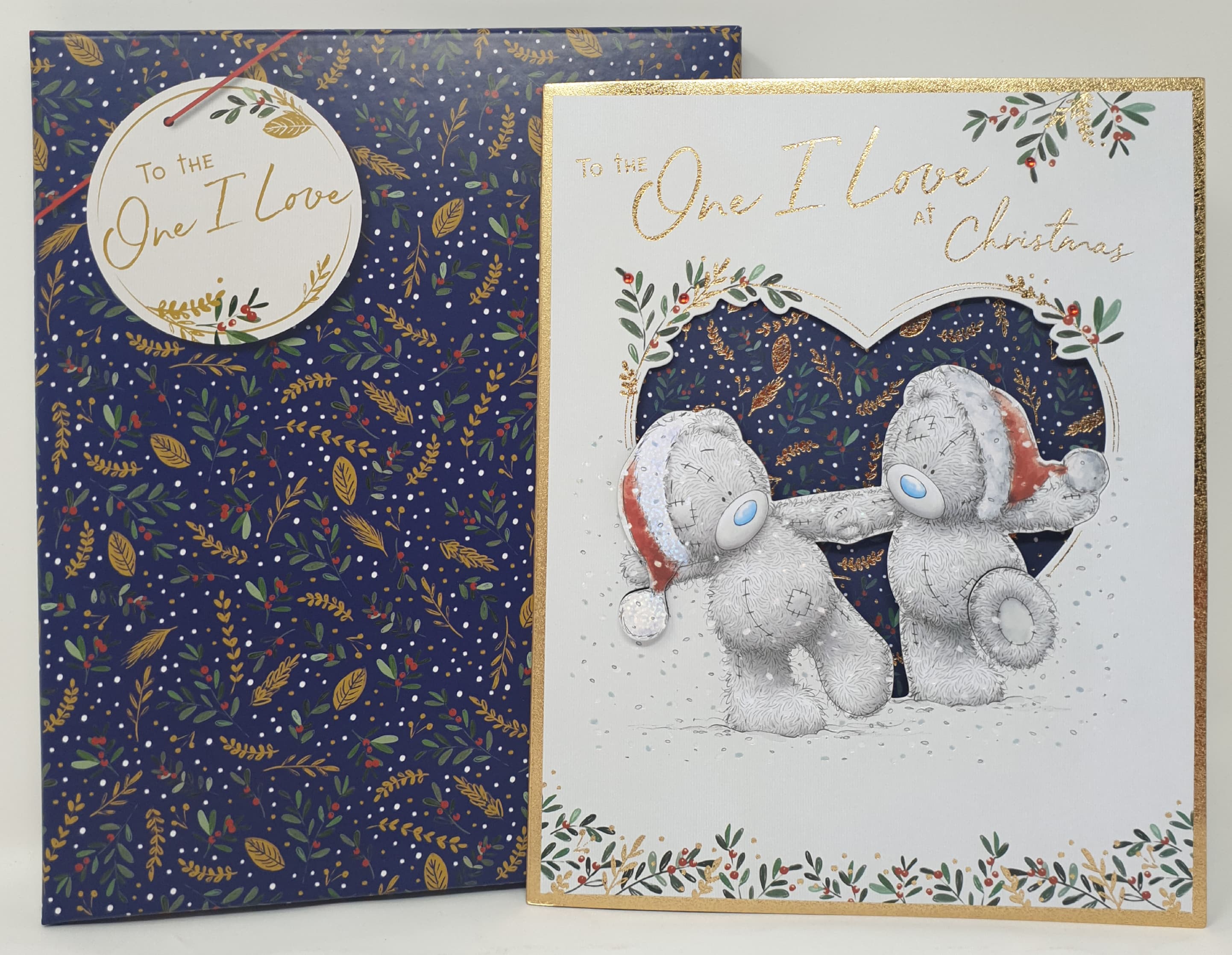 One I Love Christmas Card / Cute Bears Holding Hands (Card In A Presentation Box)