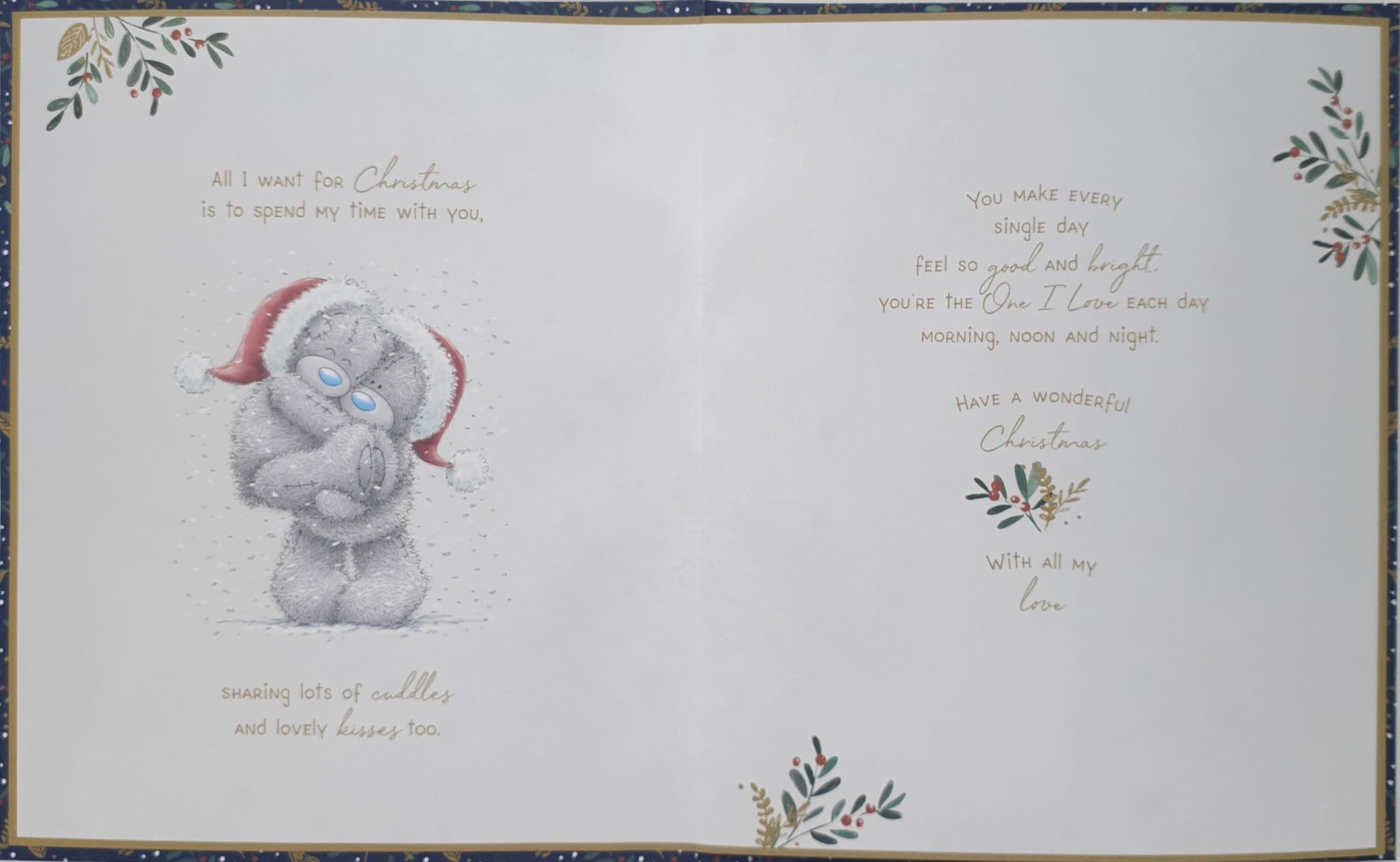 One I Love Christmas Card / Cute Bears Holding Hands (Card In A Presentation Box)