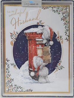 Husband Christmas Card / Cute Bears Putting Letters in Post Box (Card In A Presentation Box)