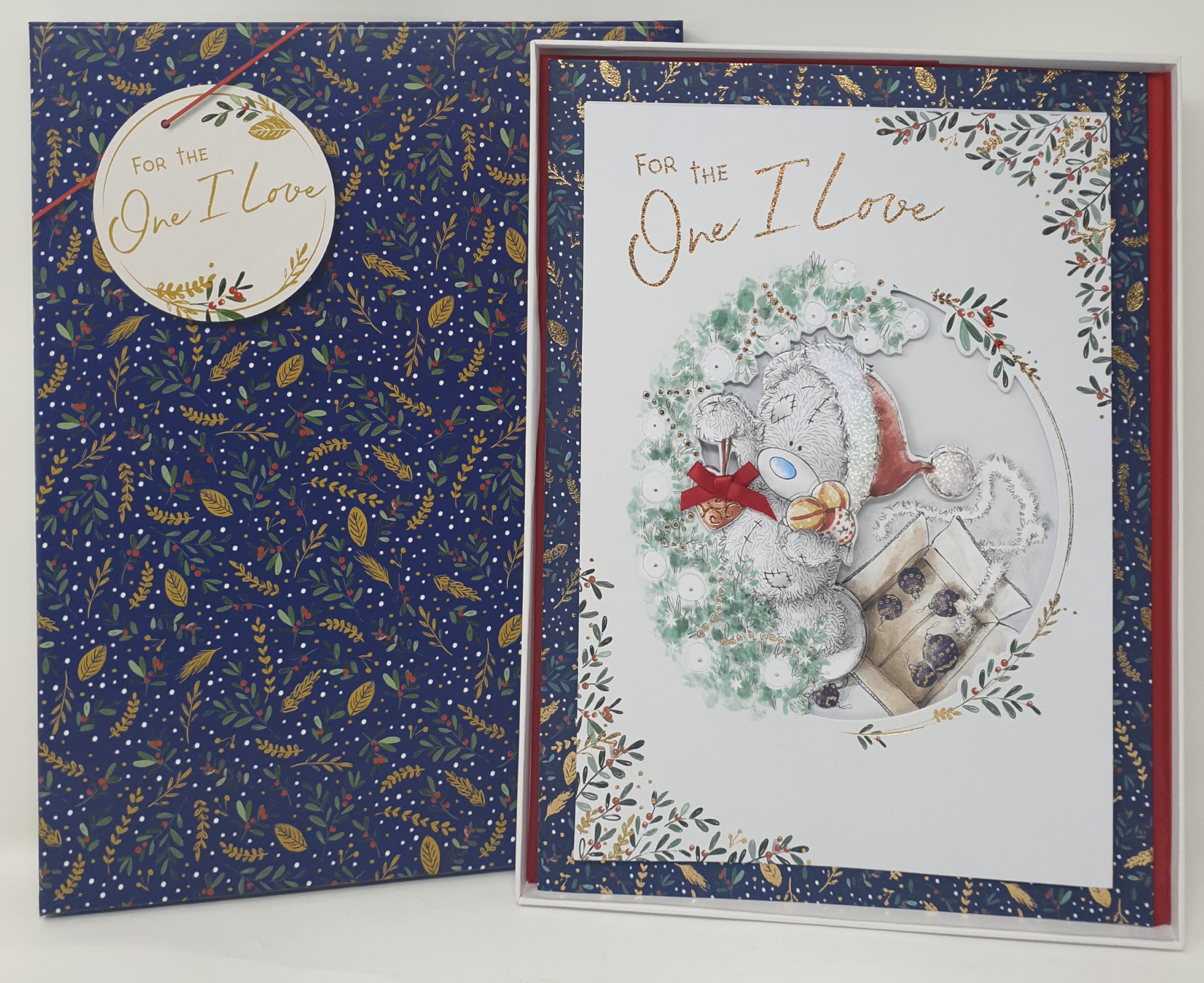 One I Love Christmas Card / Teddy Bear Decorating Garland (Card In A Presentation Box)