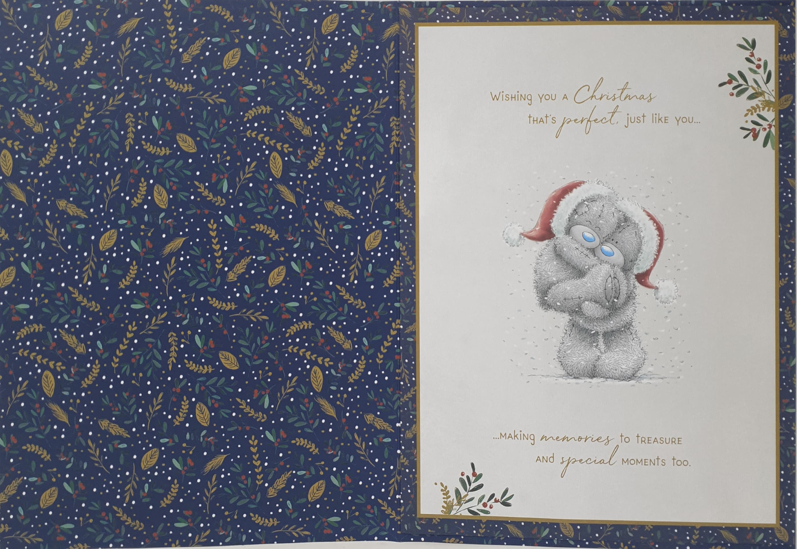 Fiancee Christmas Card / Teddy Bears Putting Letter Through Post Box (Card In A Presentation Box)