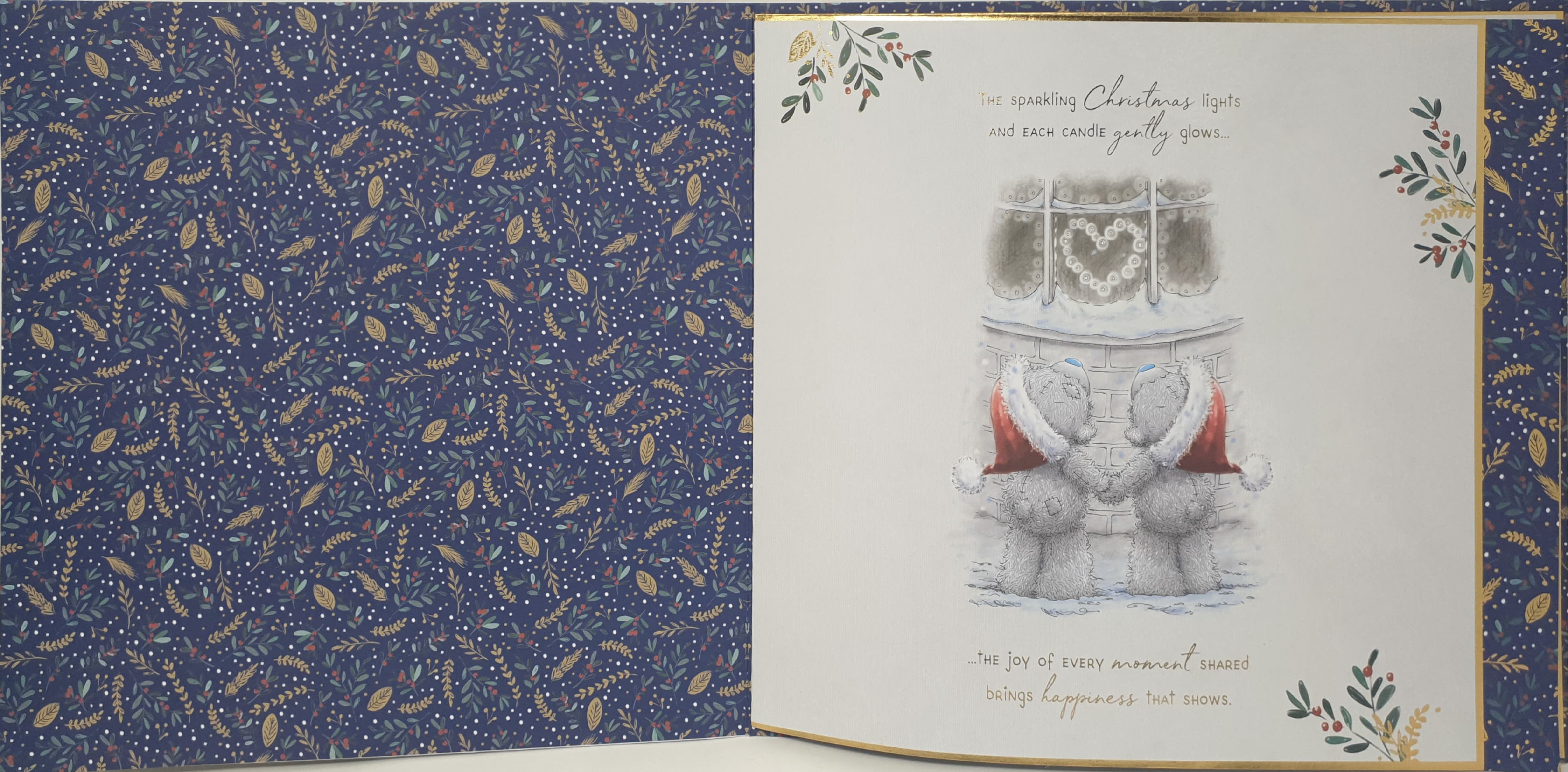Girlfriend Christmas Card / Teddy Bears with Hot Chocolate (Card In A Presentation Box)