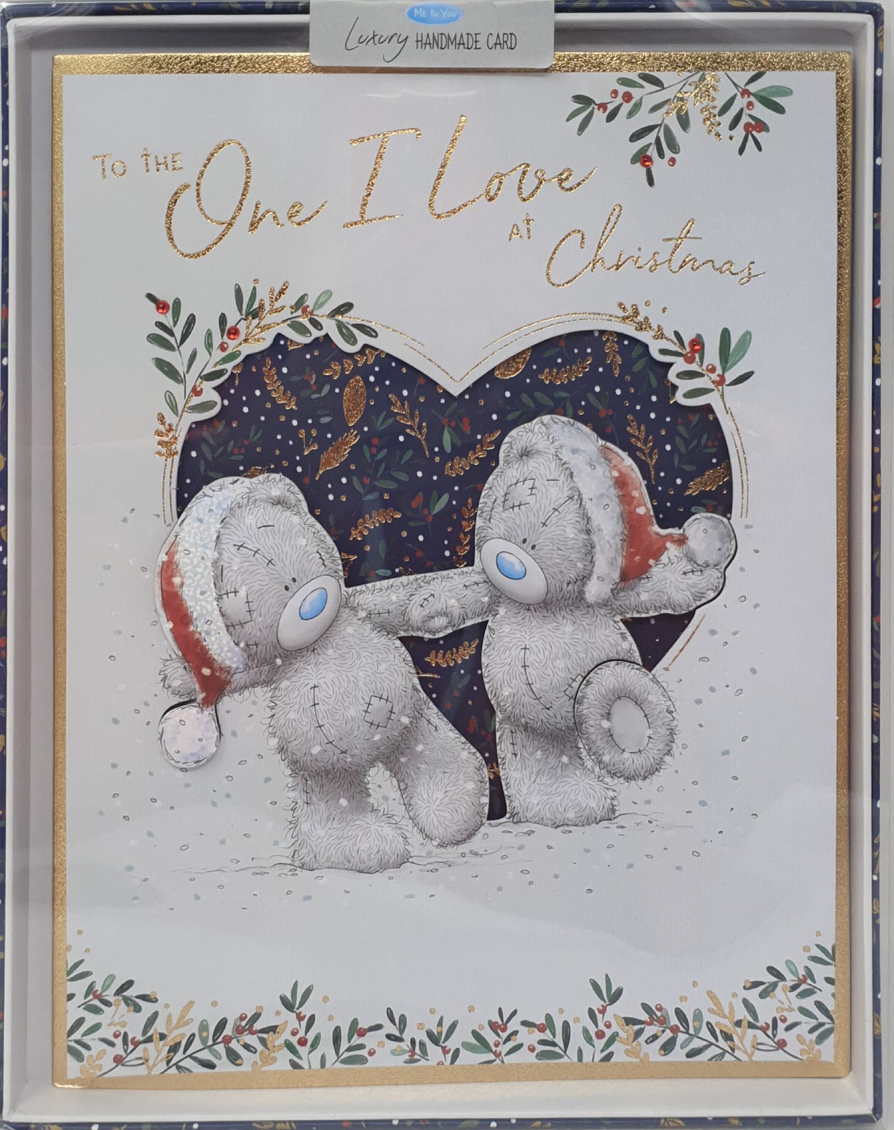 One I Love Christmas Card / Cute Bears Holding Hands (Card In A Presentation Box)