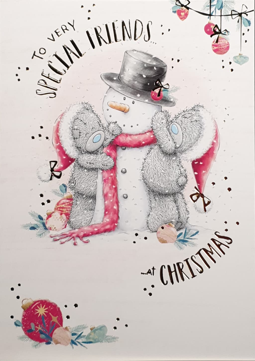 Special Friends Christmas Card - Teddy & Snowman