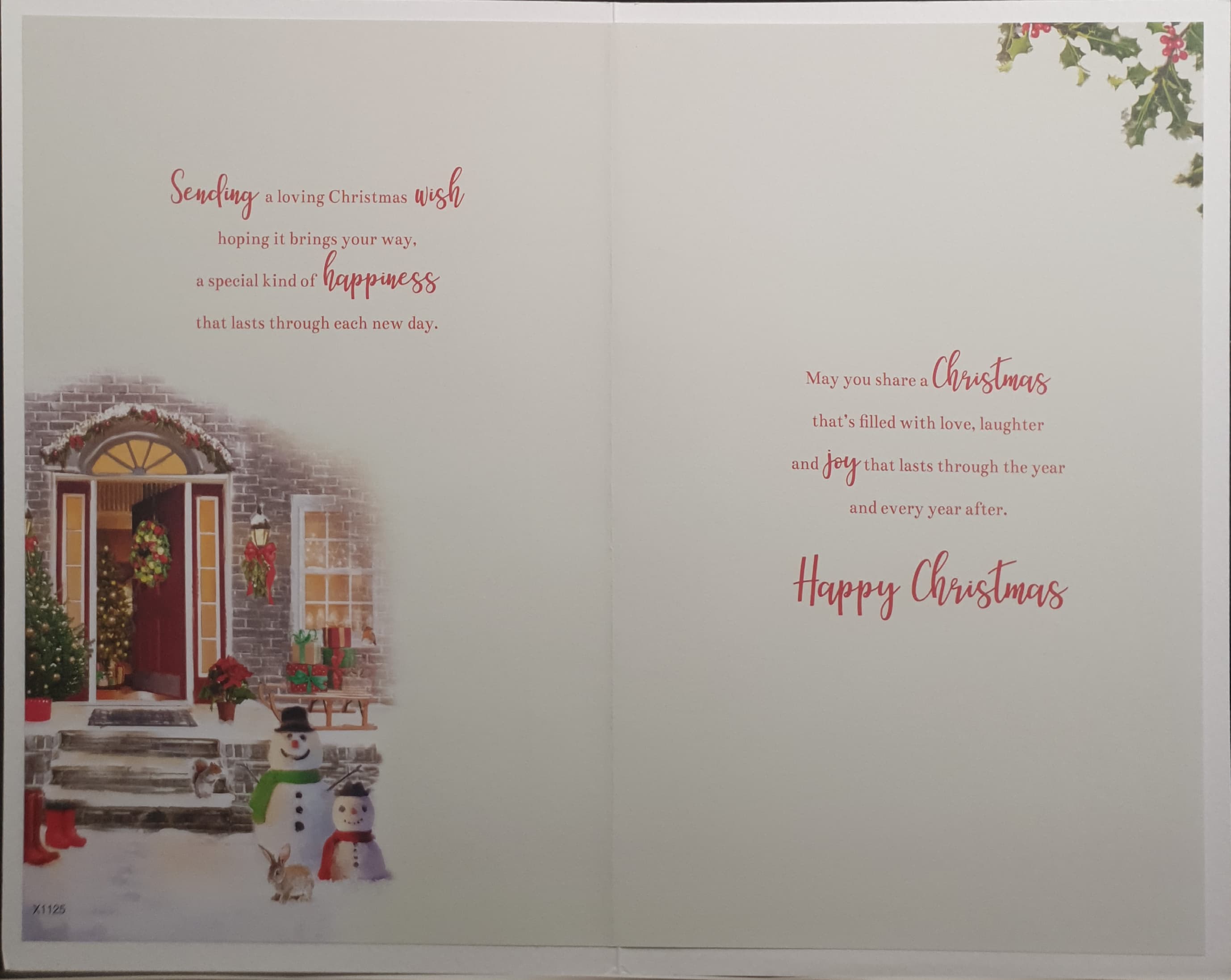 Son & His Partner Christmas Card - Festive Red Door & Snowman