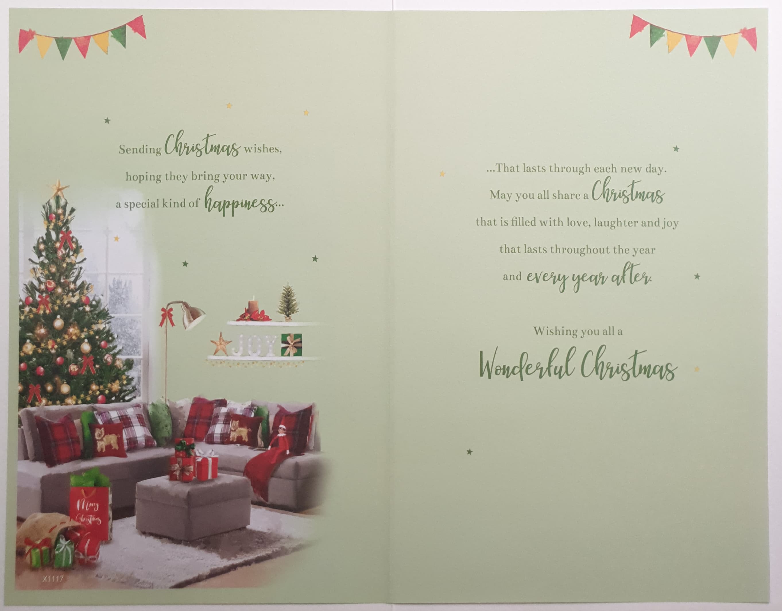 Son & Family Christmas Card -  Festive Living Room & Tree