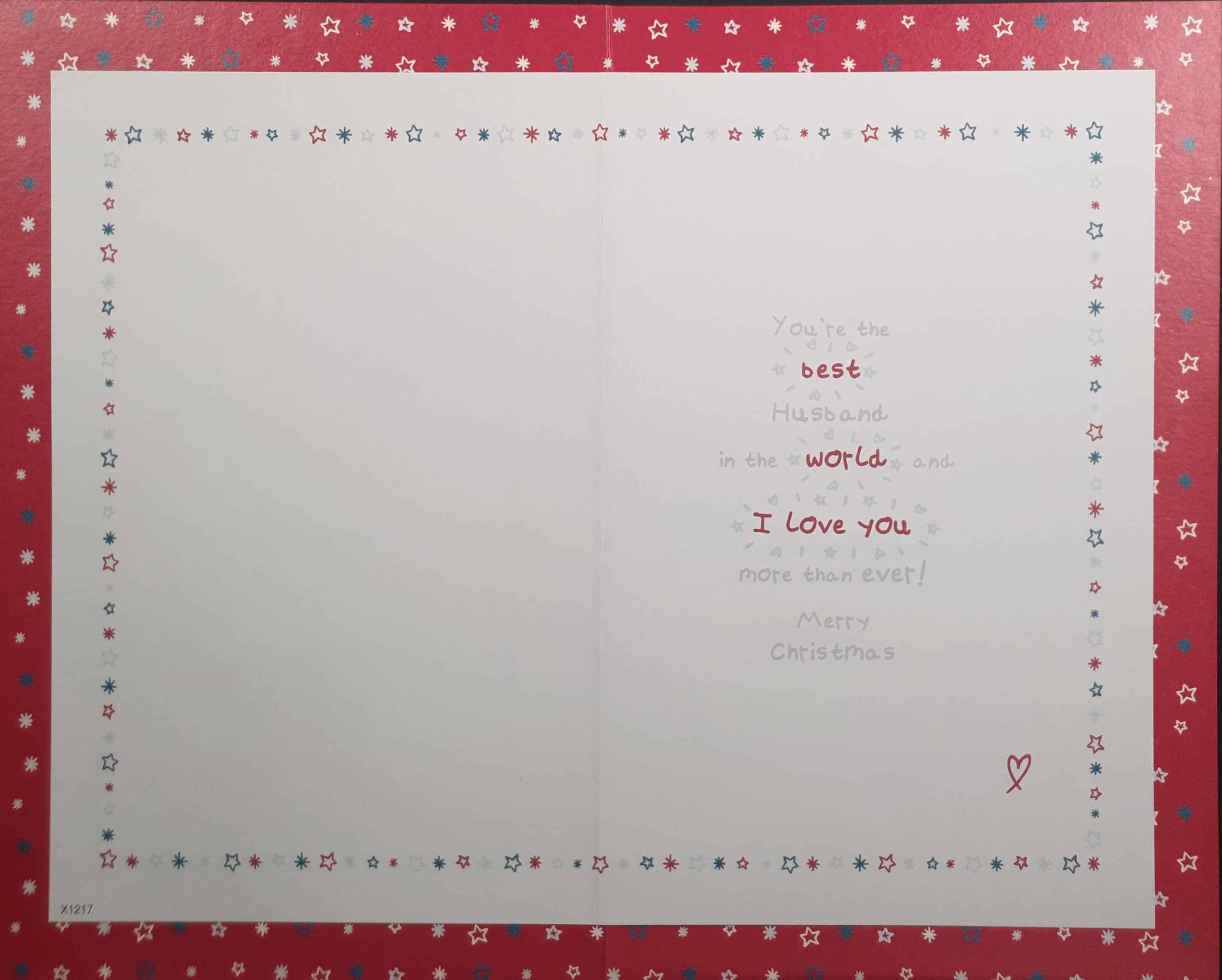 Husband Christmas Card - Happy Bunny Opening Blue Gift