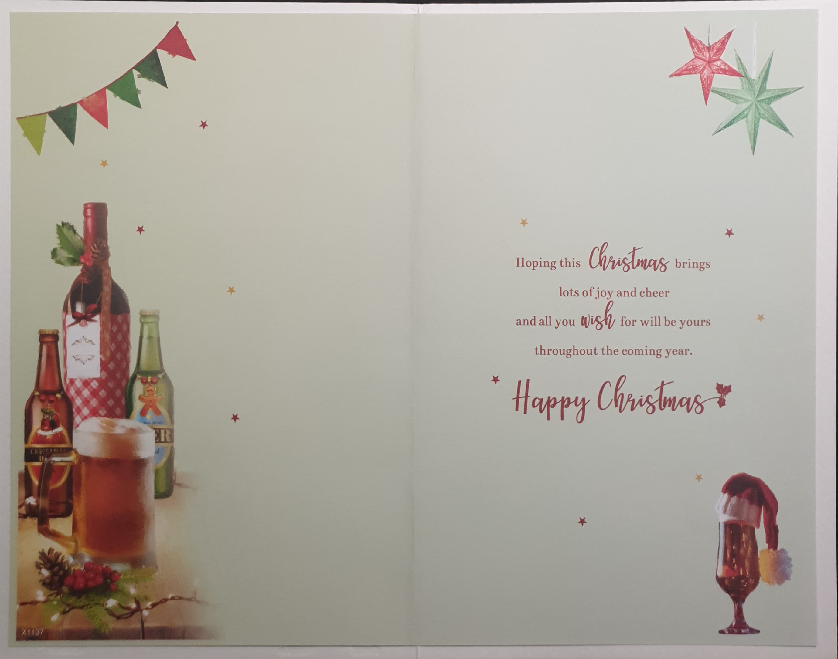 Son Christmas Card - Beer & Crisps on Decorated Table