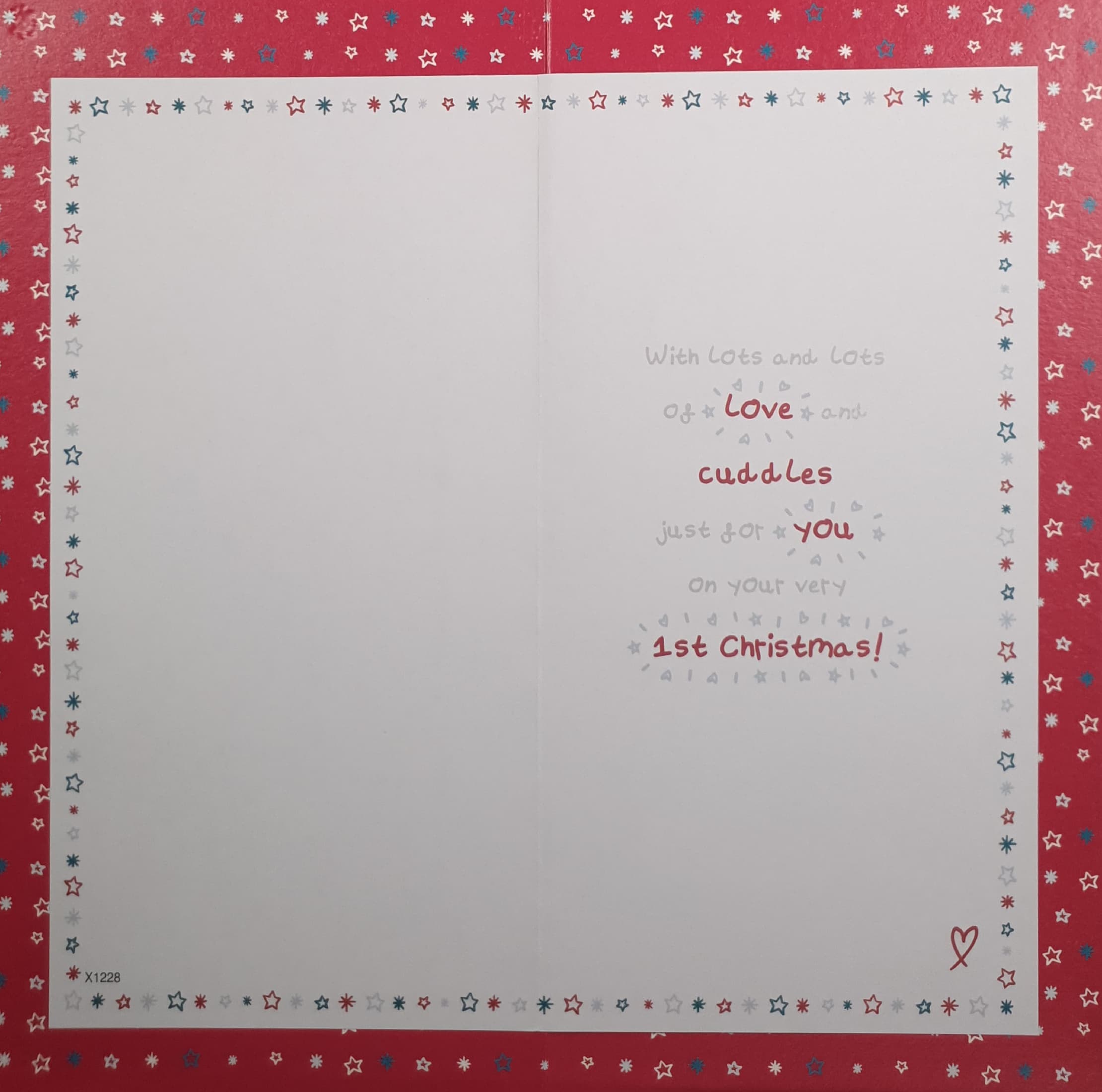 Son First Christmas Card - Cute Bunny Holding Christmas Stocking