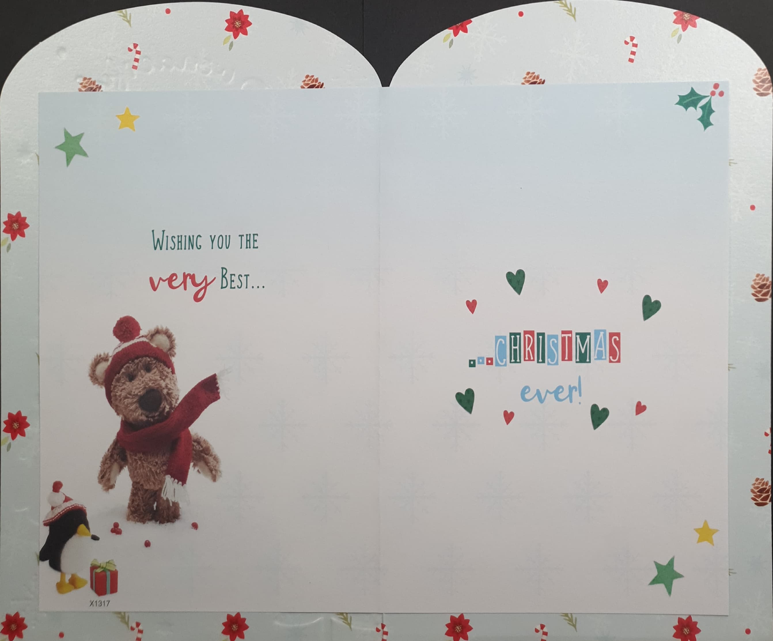 Son Christmas Card - For a Wonderful Son / Teddy in Red Scarf & Hat