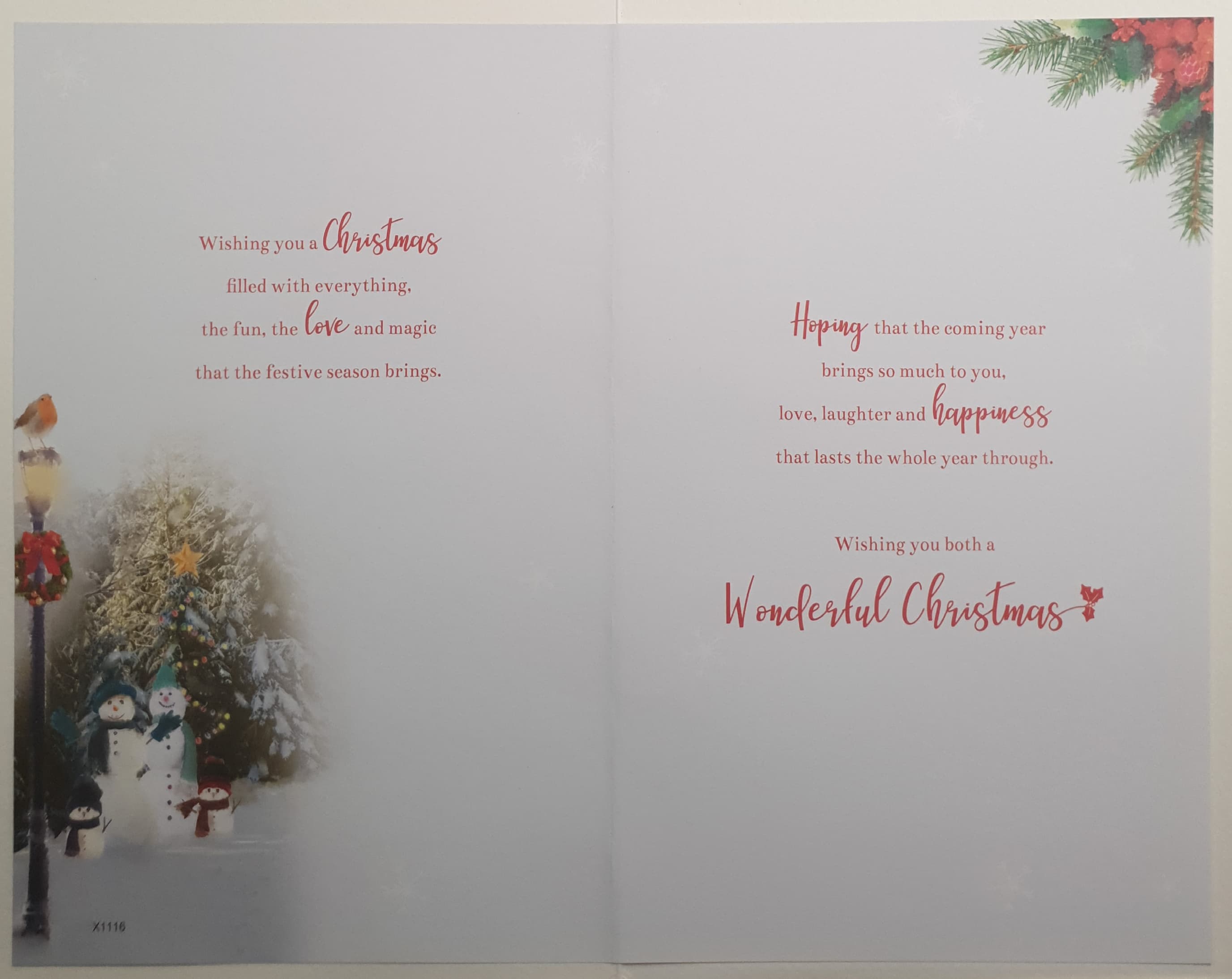 Son & His Fiancée Christmas Card - Couple sitting on Bench beside Forest