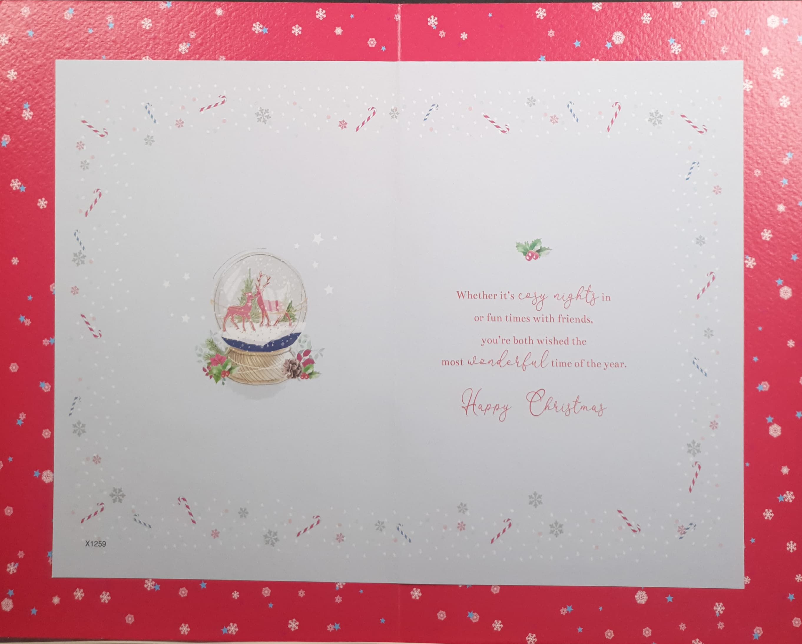 Son & Daughter in Law Christmas Card - Two Reindeer in Snowglobe