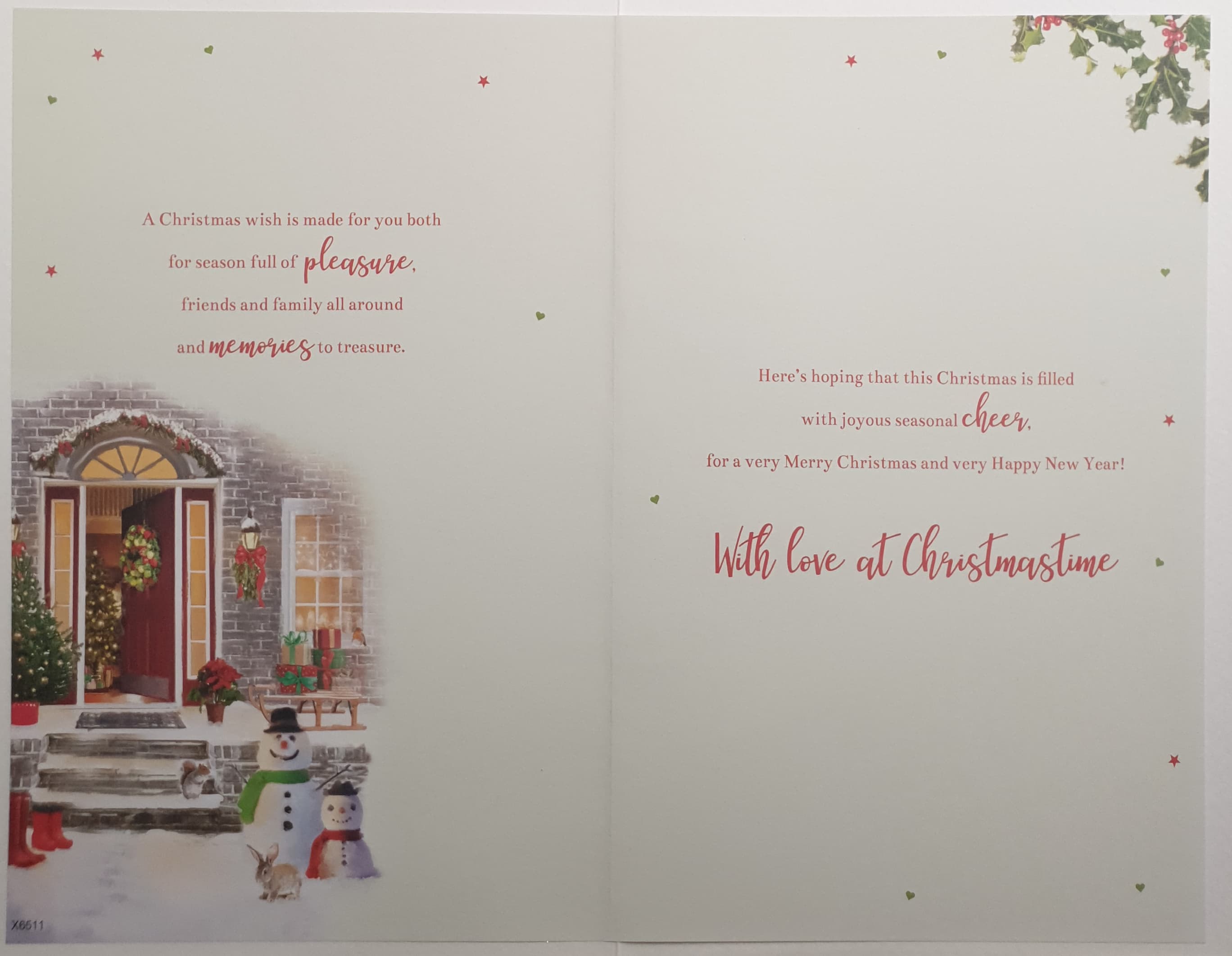 Grandparents Christmas Card - Happy Snowmen by Red Front Door