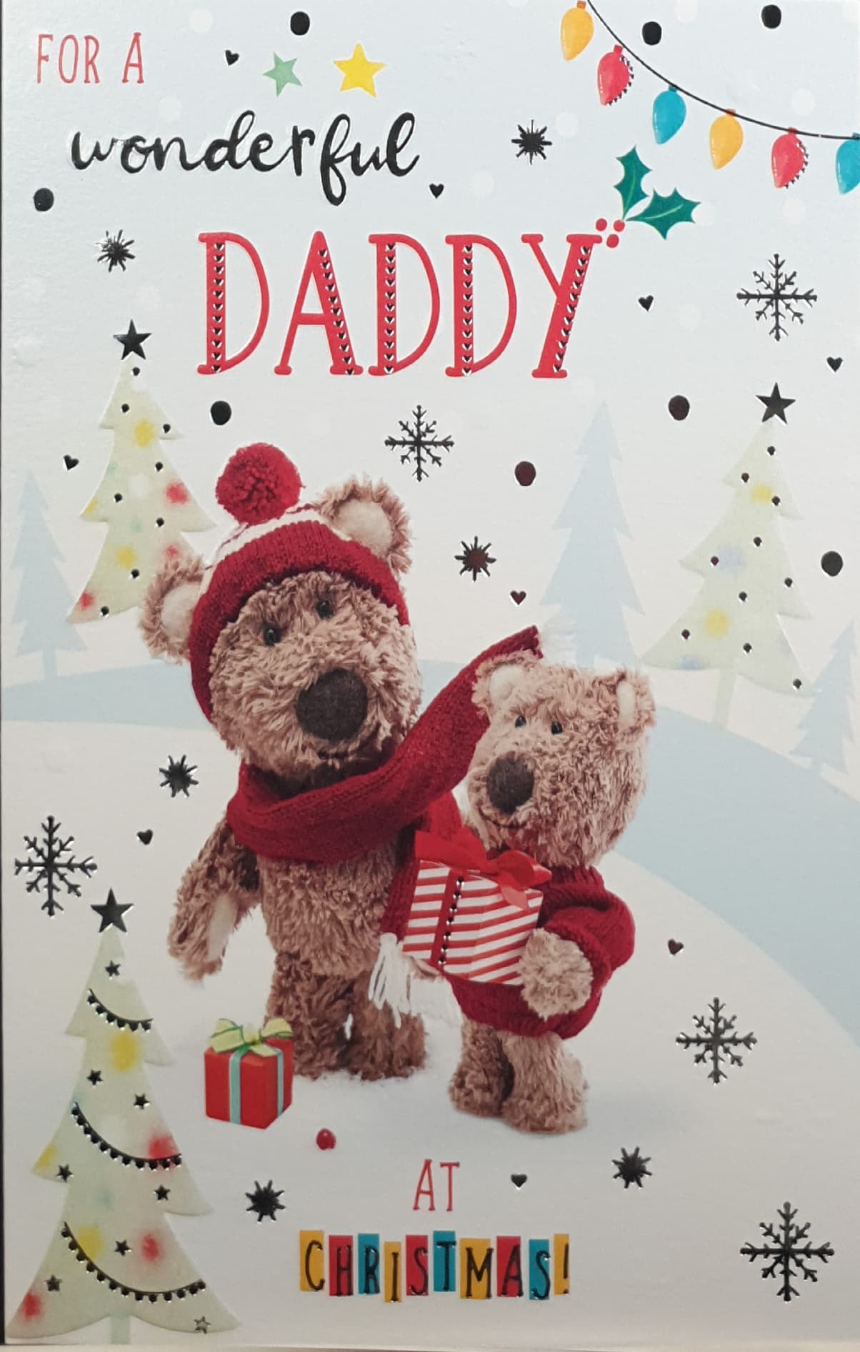 Daddy Christmas Card - Two Teddies with Gift Boxes