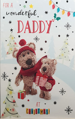 Daddy Christmas Card - Two Teddies with Gift Boxes