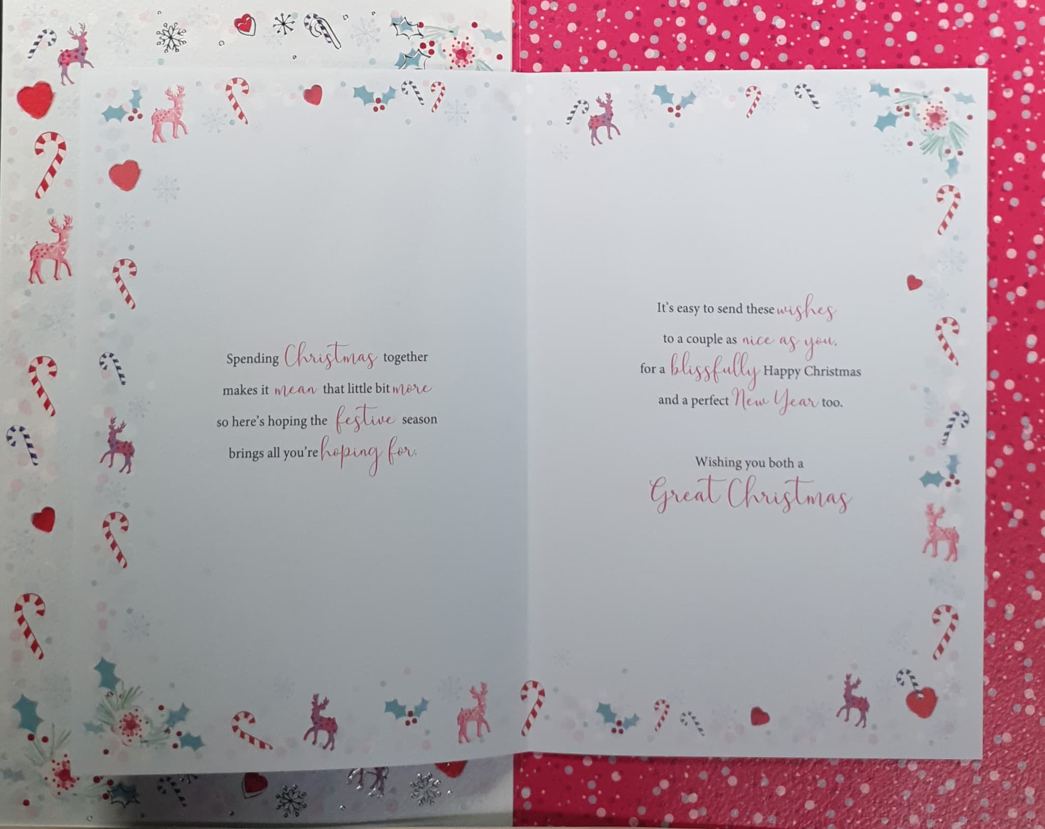 Special Sister And Brother In Law Christmas Card - Reindeer & Tree With Candy Cane