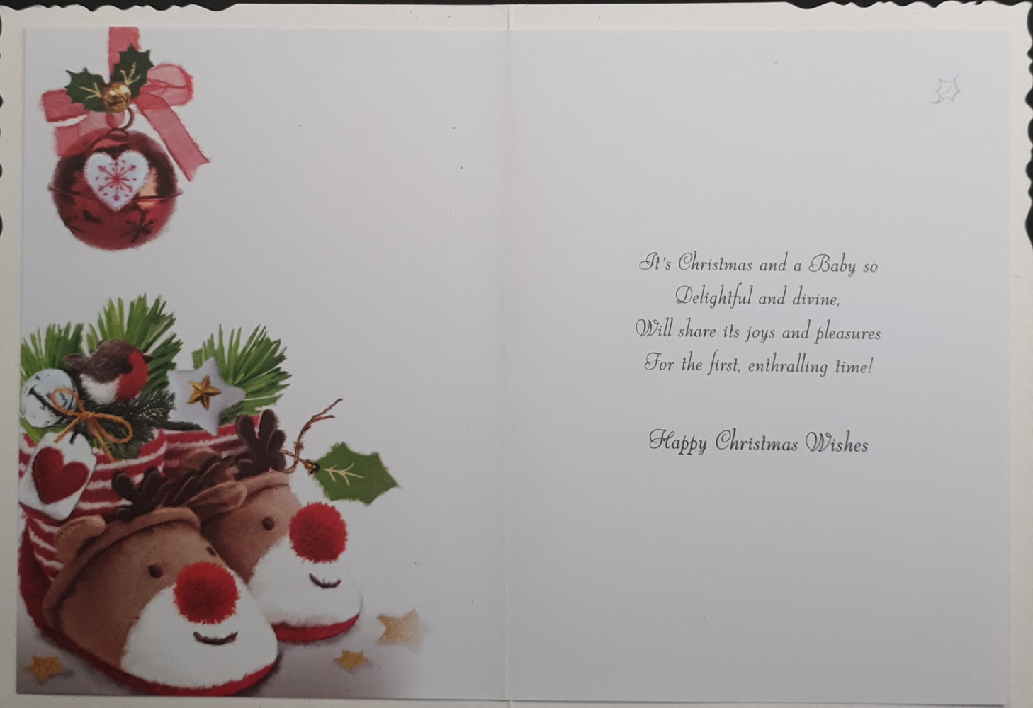 Baby's First Christmas Card - With Love / Happy Rudolph Slippers & Decorations